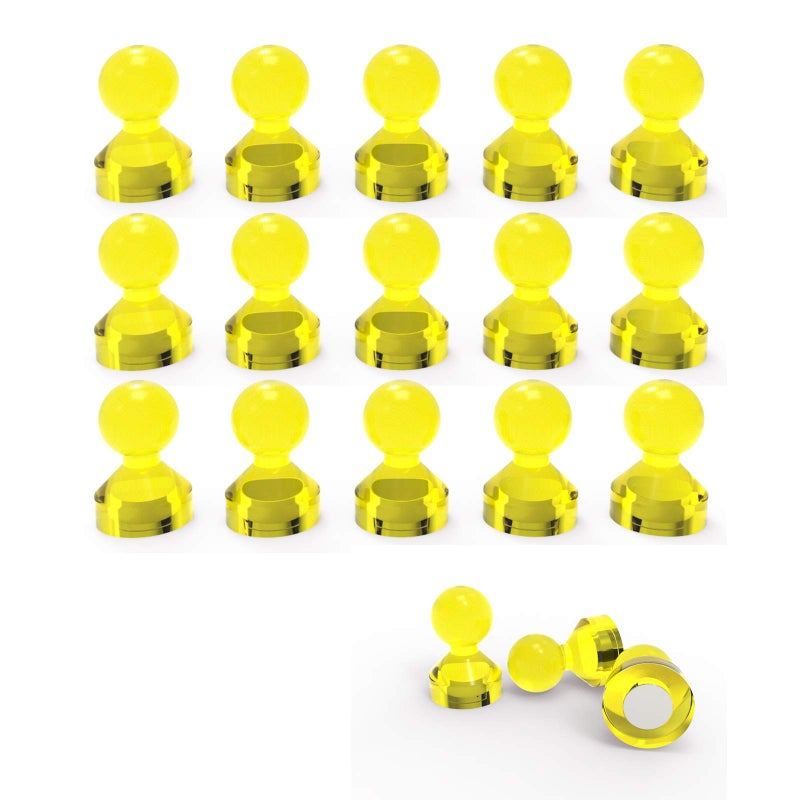 Ant Mag Magnetic Push Pins Strong Push Pin Magnets for Fridge Whiteboards Calendars Maps in School & Office Pack of 18 Yellow - Image 1